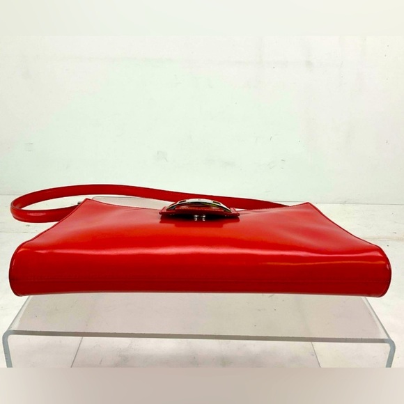 SALVATORE FERRAGAMO Vintage Red Leather Shoulder Bag - Red with Silver Hardware - Picture 4 of 8